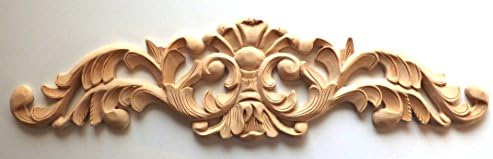 17-3/4"W X 4-3/4"H X 3/8", Hand Carved Solid Wood Acantus Style Applique Onlay Corbel. OW381
