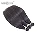 FASHION QUEEN Human Hair Bundles Straight Bundles Human Hair Straight Hair Bundles 3 Brazilian Hair Bundles (18”20”22” Inch) 100% Unprocessed Remy Virgin Natural Black Color 90-100g Each Bundle
