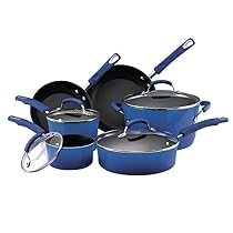 Rachael Ray Porcelain Enamel II Nonstick 10-Piece Cookware Set, Blue Gradient