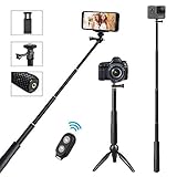 Selfie stick Bluetooth, Hcomine Extendable Monopod - Tripod Stand With Wireless Remote for iPhone X/8 Plus/8/7 Plus/7, samsung Galaxy s9 plus/Note 8 & GoPro Cameras, SLR Cameras