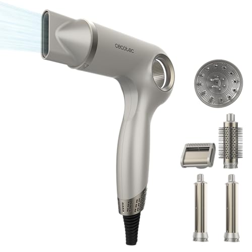 Asciugacapelli Ionico DryGlam Waves 6in1 Sensor. 1400W, 110000rpm, Sensore Distanza, Tripla Protezione Calore, Memoria, 3 Velocità 5 Temperature, 6 Accessori, Styling Versatile