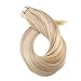 Ugeat Hair Extensions Tape in Human Hair Blonde 16inch Human Hair Tape in Extensions Ash Blonde Highlights Bleach Blonde Natural Tape in Hair Extensions Human Hair 50G 20Pcs