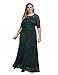 Chicwe Women's Plus Size Stretch Lined Floral Lace Maxi Dress with 3/4 Sleeves - Evening Wedding Party Cocktail Dress …