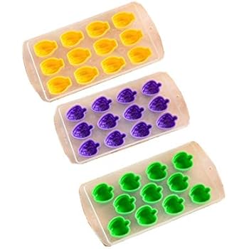 Cratone 3 Pack Silicone Ice Cube Trays Easy Release Ice Cube Mold Containers Silicone Ice Cube Maker Banana Apple Grapes Pattern For Cocktail Whiskey