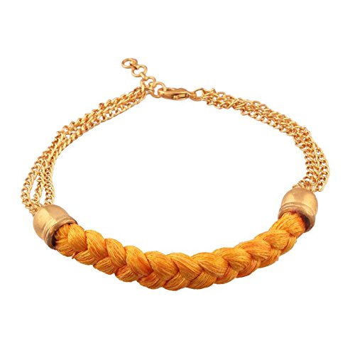 i jewels gold plated rakhi bracelet for boys/men - yellow (r620)