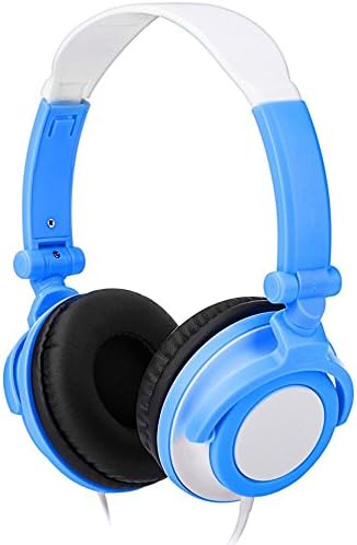 Kids Headphones Lightweight Adjustable Foldable Portable Stereo Wired Over Ear Headset with Microphone Volume Control, Super Bass for Kids Children (Blue)