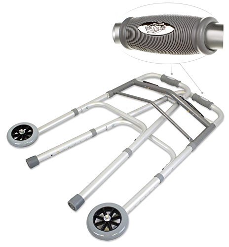 Walker Folding Deluxe 2 Button with Front 5" Wheels By Healthline Trading