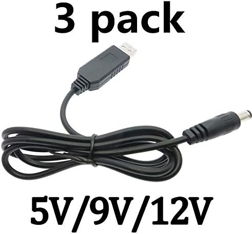 [3-Pack] USB Power Boost line DC 5V to DC 5V / 9V / 12V Step UP USB Module Adapter Cable Converter 2.1x5.5mm Plug (5V, Volt Number)