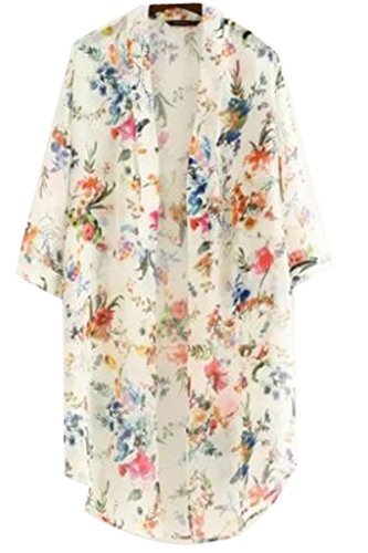LIZHOUMIL Fashion Women Chiffon Bikini Cover up Kimono Cardigan Coat Bathing Swimwear - Thumbnail 3