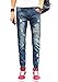 MR. R Men's Ripped Slim Fit Tapered Leg Jeans Blue US 27-38
