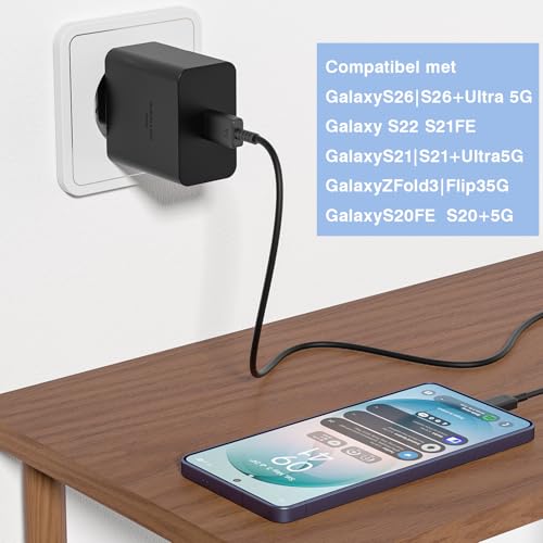 45 W Fast Charger USB C Power Supply Adapter Charger for Samsung Black | 45 W charger, for: Samsung Galaxy Ultra S25 S26 S24 S23 S22 S21 S20 FE S10 S9 S8 A55 A54 A53 A52 A50 A34 iPhone Moto Google