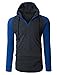 OLLIN1 Mens Long Sleeve Color Block Raglan Henley Shirt with Hoodie