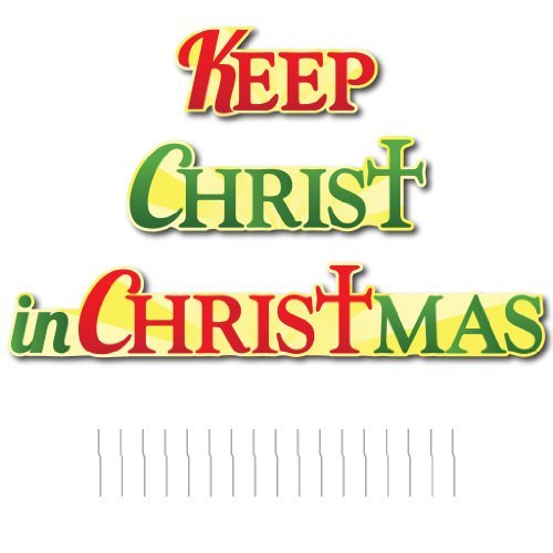 VICTORYSTORE.COM Keep Christ in Christmas Shaped Corrugated Plastic Yard Decorations (includes 17 short stakes)