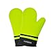 Detachable Silicone Oven Mitt - Oven Mitts with Quilted Cotton Lining - 1 Pair of Professional Heat Resistant Potholder Gloves - Washable - Green