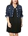 uxcell Women's Plus Size Button Closed Cropped Denim Jacket Dark Blue 2X
