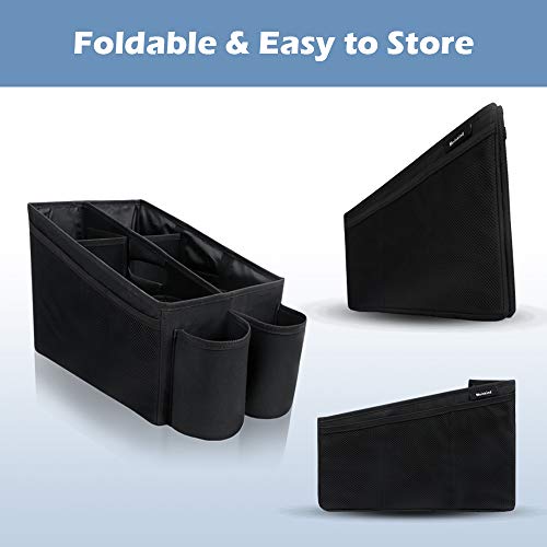 Meinkind Car Organizer Car Trunk Organizer Front & Back Seat Storage Box with 6 Large Pockets, Collapsible Large Car Seat Organizer for Toys & Books