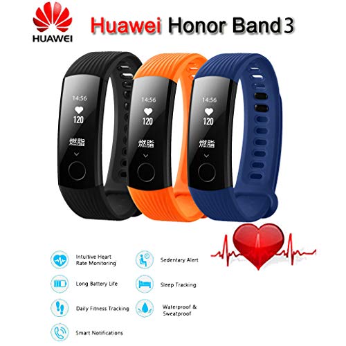 JDgoods Huawei Honor Band 3 Fitness Tracker, Wristband Bracelet Swimmable For Android & iOS, Touchpad Heart Rate Monitor Push Message Watch for Kids Men Women (Orange) - Thumbnail 3
