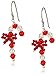 Amazon Collection Sterling Silver Red Candy Cane Crystal Beaded Drop Earrings
