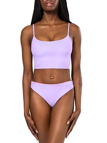 Smart & Sexy Women's Longline Top and Reversible Banded Bikini Bottom Set