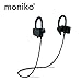 moniko Bluetooth Headphones Bluetooth 4.1 Best Wireless Earphones Sports Stereo Earbuds with Mic IPX4 Waterproof Headsets Noise Canceling Headsets Sweatproof Earbuds for IPhone Android Samsung(Black)
