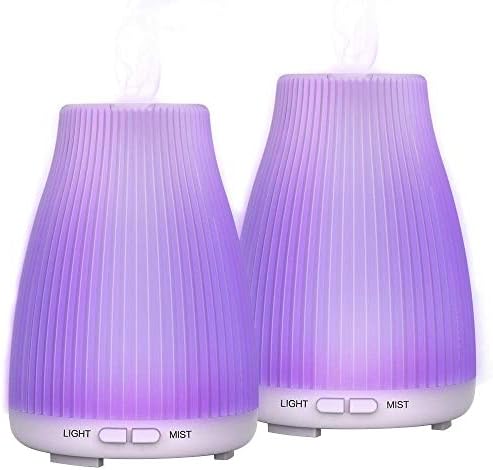 Zookki Essential Oil Diffuser, 2-Pack Aroma Diffuser Cool Mist Humidifier with 8 Color LED Lights Changing, Adjustable Mist Mode and Waterless Auto Shut-off for Home Office Baby …