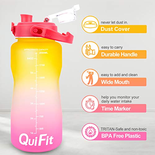 BuildLife Half Gallon Water Bottle No Straw 64 OZ BPA Free