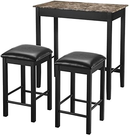 Dorel Dwelling 3-Piece Devyn Fake Marble Pub Eating Set