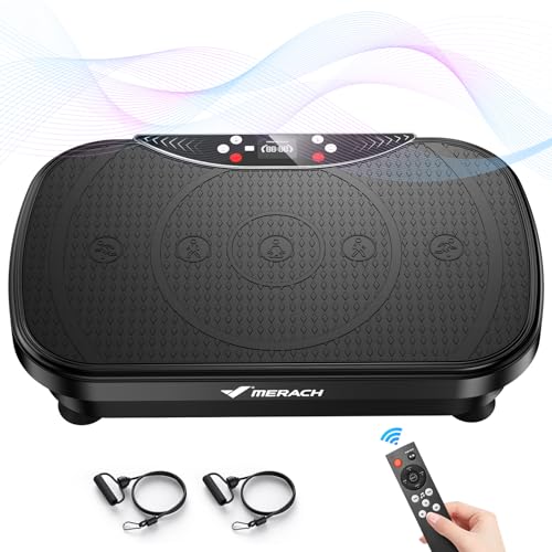 MERACH Vibration Plate Exercise Machine, Vibration Plate Lymphatic Drainage, Vibrating Plate Exercise Machine with Bluetooth and LED Display, Workout Equipment for Women Men Home