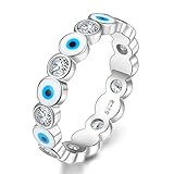 Weinuo Evil Eye Ring for Women 925 Sterling Silver