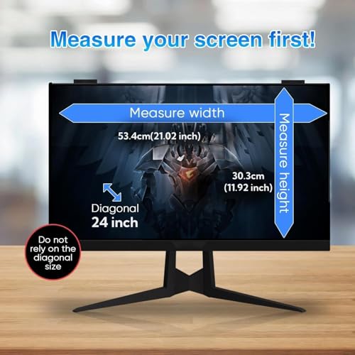 Ssumght Magnetic 24 Inch Computer Screen Privacy Shield, Flexible Privacy Screen Filter for Frameless Monitor, 16:9 Widescreen Anti-Spy Filter, Blue Light & Scratch Protection, Removable Soft Film