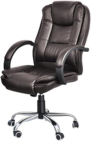 Gotobuy Modern Ergonomic Office Desk Chair Faux Leather Chair With Gas Lift, Max Loading 300lbs, Brown