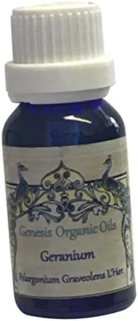 Genesis Organic Oils USDA Certified Pure Essential Organic Oil Aromatherapy, Geranium/Pelargonium Graveolens, 1 Fluid Ounce