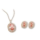 HSG Hot Sell Lady Diamond Jewelery Set Rose Gold Yellow Crystal Pendant Necklace & Earrings