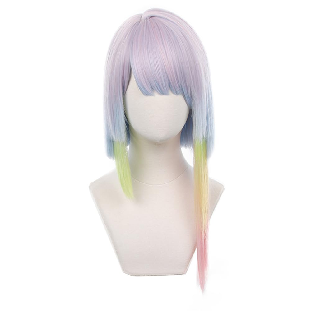 Photo 1 of SisiruKou Anime Mixed Colorful Bob Cosplay Wigs for Women Halloween Costume Party Synthetic Rainbow Wig