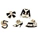 Vintage Crown Number Lapel Blouse Camellia Rosette Flower Pins Rhinestone Jewelry with Simulated Pearl,Celebrity Designer Inspired Fashion Statement Enamel Mini Costume Brooch Set for Women (Silver)