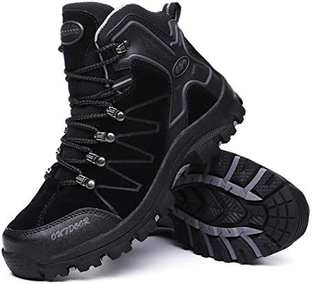 Men Winter Outdoor Hiking Boots Warm High Rise Anti-Slip Climbing Shoes Trekking Shoes Fur Lined Lace-up Walking Boots for All Season Walking, Travelling, Backpacking,Camping, Trekking, Biking