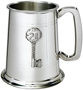 Wentworth Pewter 21st key Badge Pewter Tankard - H:115mm Base dia: 115mm
