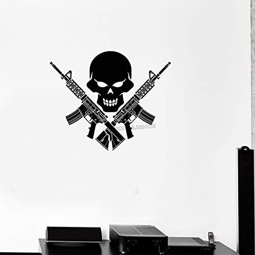 Skull Gun Wall Decals Teenage Coolest Decor Wall Stickers Art Mural Removable Home Decoration Wallpaper 56X69cm