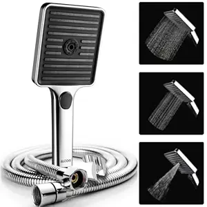 ALTON SHR22395, ABS,3-Function, 5-INCH, Hand Shower With SS-304 Grade 1.5 Mtr Flexible Hose & Wall Hook, Silver