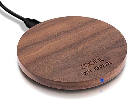 Walnut Wood Wireless Fast Charger, 5W/10W QI Wireless Fast Charging Pad for iPhone X, iPhone 8/ 8 Plus,and Samsung Galaxy S8 S8 plus and Note [No AC Adapter]