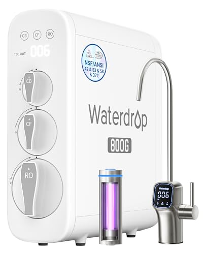 Waterdrop G3P800 Reverse Osmosis System, Fast Flow 800 GPD, NSF/ANSI 58 Certified, 3:1 Pure Sewer, Tankless Reverse Osmosis System Under Sink Tankless Reverse Osmosis System, TDS Reduction