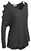 Women's V Neck Cut Out Cold Shoulder Dolman Long Sleeve Lightweight Casual Top