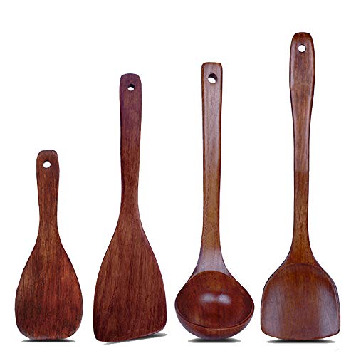 Wooden Kitchen Utensils Set, Cooking Spatula And Spoons - Cooking Utensils Set 4 Pieces