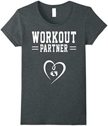 Women's WORKOUT PARTNER Baby Maternity Pregnant Shirt - Mother Day Small Dark Heather