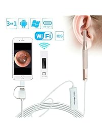 Herramienta de limpieza de oídos portátil actualizada, limpiador de oídos digital Otoscope Inspection Camera Earwax Remover Tool compatible con Android Smart Phones Windows y MAC