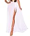 Lalagen Womens Wrap High Waist Summer Beach Cover Up Maxi Skirt White One Size