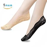 PeakAttacke Womens Lace 5 Pair Various Color Non-skid Low Cut Boat Socks With Toe Grip(Five colors)