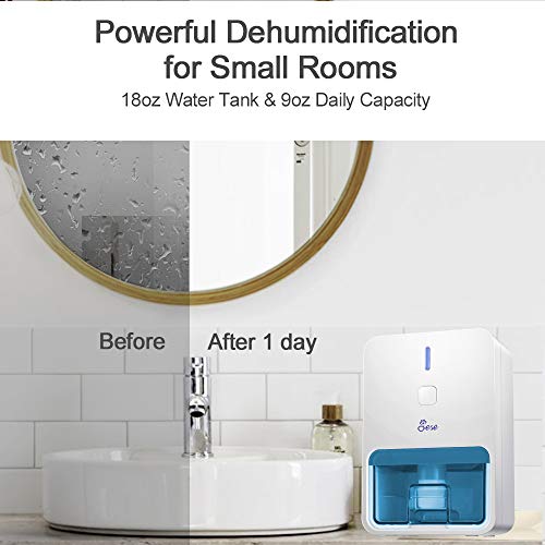 Jese Small Dehumidifier for Bathroom, Electric Quiet Mini Room Dehumidifier for 150-220 sq.ft,18 oz and Auto-Off Safe Dehumidifier for Bedroom,Bathroom, RV Trailer, Closet, Basement(Blue) - Thumbnail 2