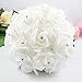 StillCool Wedding Bouquet Crystal Pearl Silk Roses Bridal Bridesmaid Wedding Hand Bouquet Artificial Fake Flowers (18cm24cm, Pure-White)