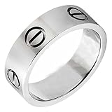 OMFEE Stainless Steel Designer Screw Head Love Wedding Ring Silver Finish,Sizes 5 - 10